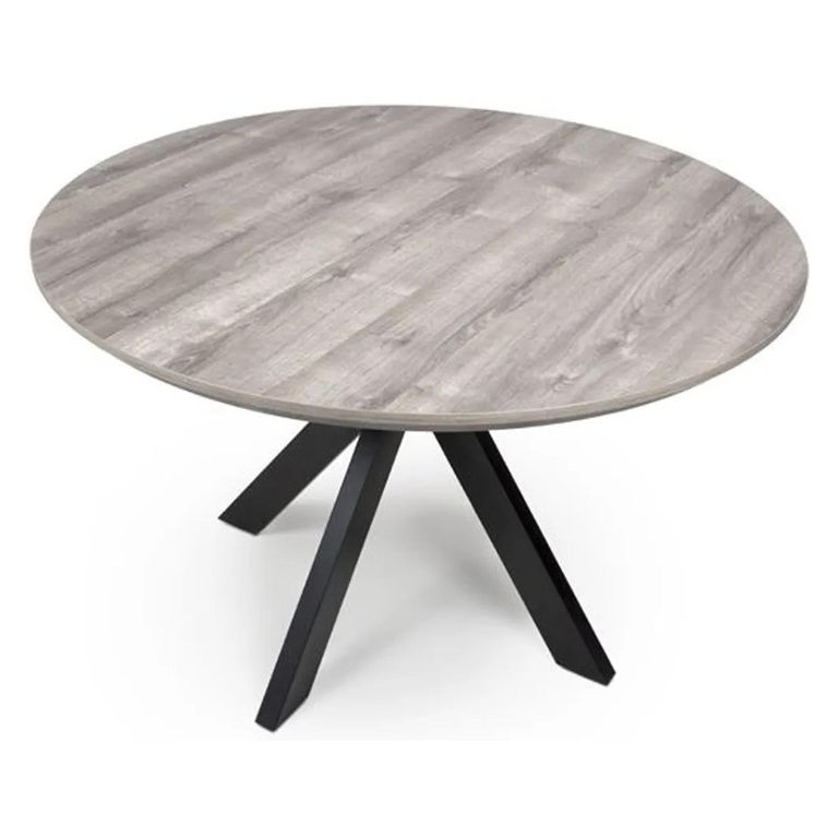 Manhattan Dining Table - Grey - 4 Seater - 120cm - Round - Black Spider Legs Base