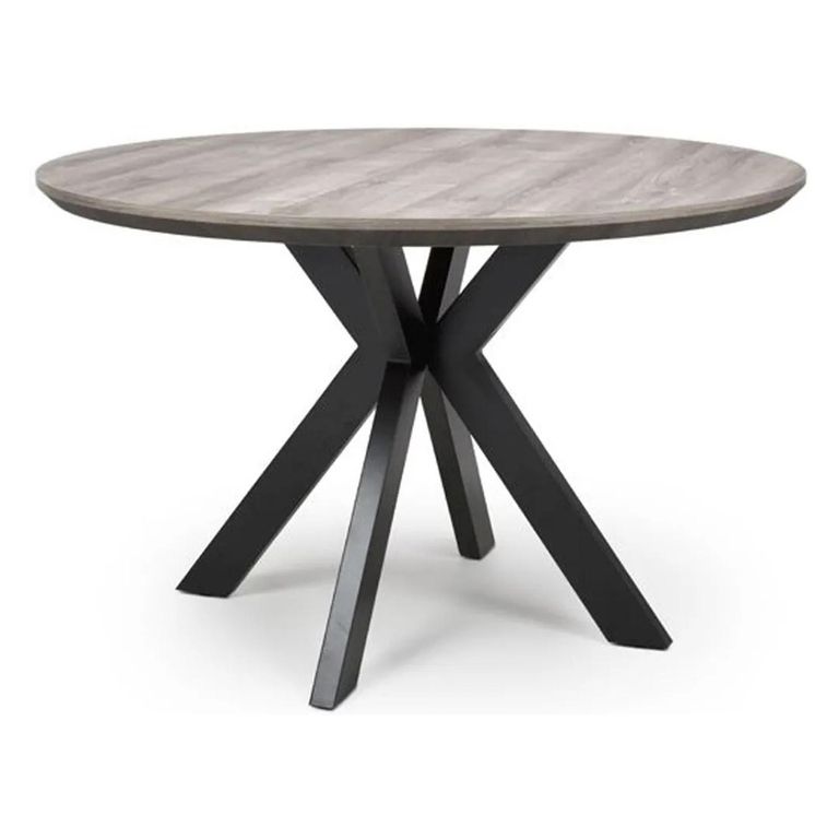 Manhattan Dining Table - Grey - 4 Seater - 120cm - Round - Black Spider Legs Base