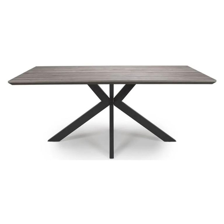 Manhattan Dining Table - Grey - 6 Seater - 180cm - Black Spider Legs Base
