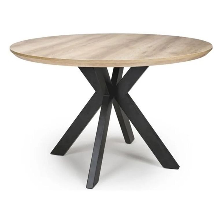 Manhattan Dining Table - Oak - 4 Seater - 120cm - Round - Black Spider Legs Base