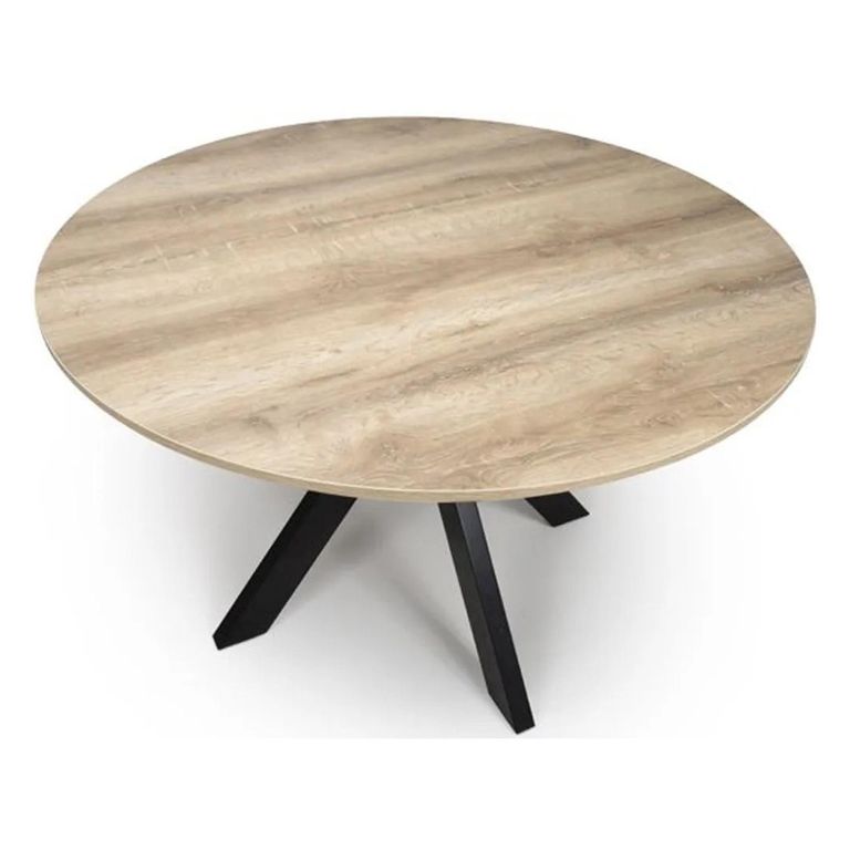 Manhattan Dining Table - Oak - 4 Seater - 120cm - Round - Black Spider Legs Base