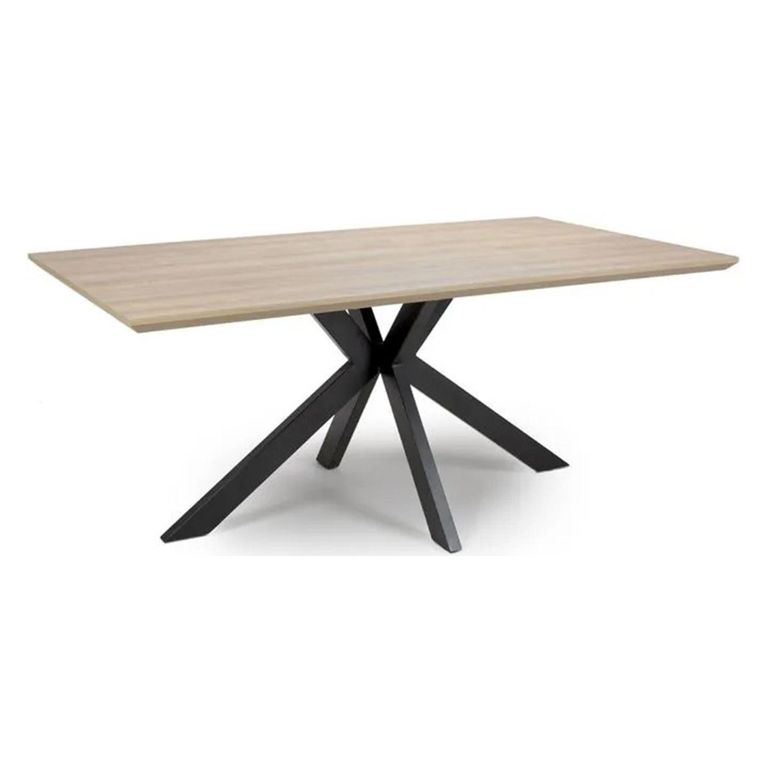 Manhattan Dining Table - Oak - 6 Seater - 180cm - Black Spider Legs Base