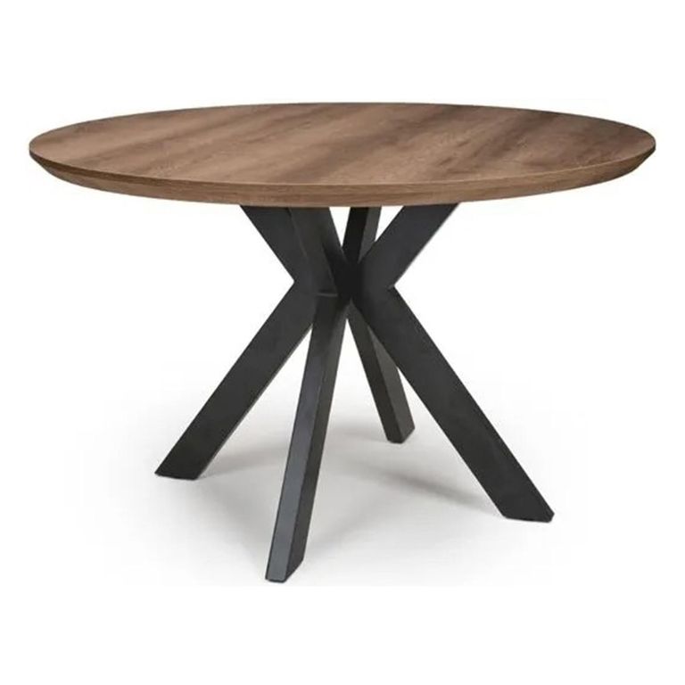 Manhattan Dining Table - Walnut - 4 Seater - 120cm - Round - Black Spider Legs Base