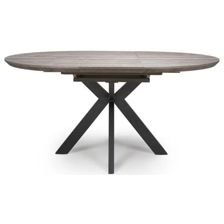 Manhattan Extending Dining Table - Grey - 4-6 Seater - 120cm-160cm - Oval - Black Spider Legs Base