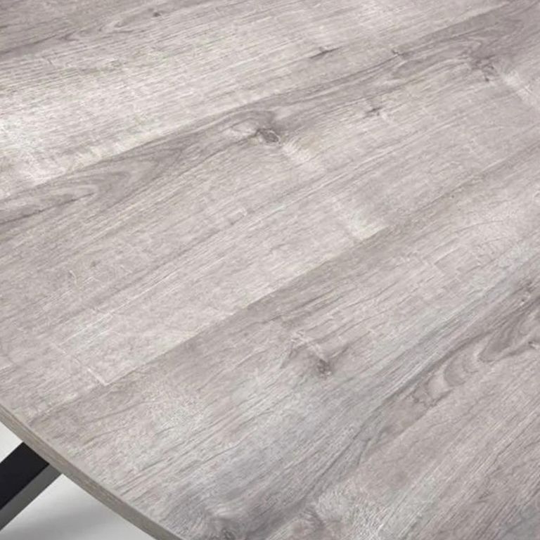 Manhattan Extending Dining Table - Grey - 4-6 Seater - 120cm-160cm - Oval - Black Spider Legs Base