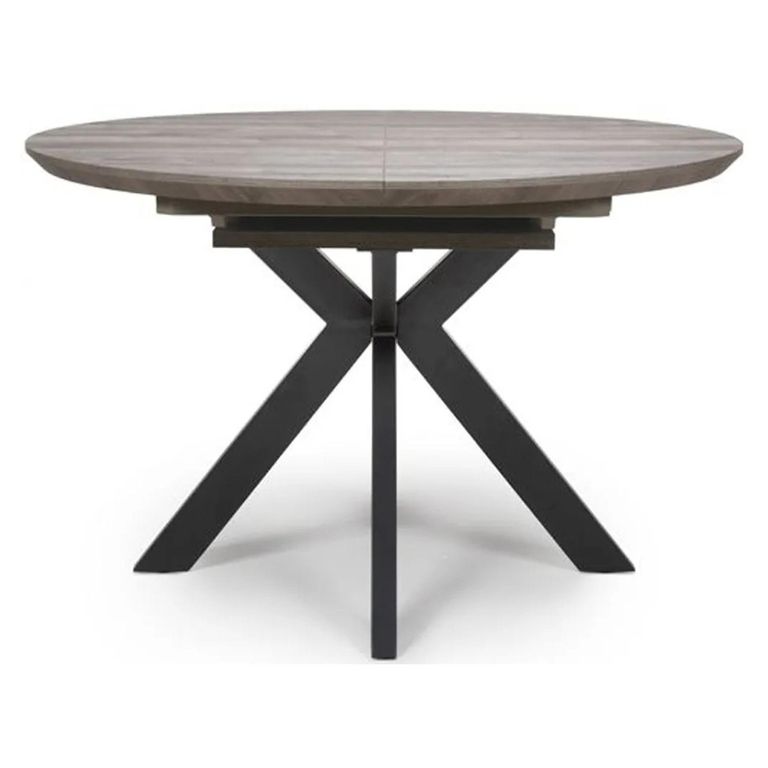 Manhattan Extending Dining Table - Grey - 4-6 Seater - 120cm-160cm - Oval - Black Spider Legs Base