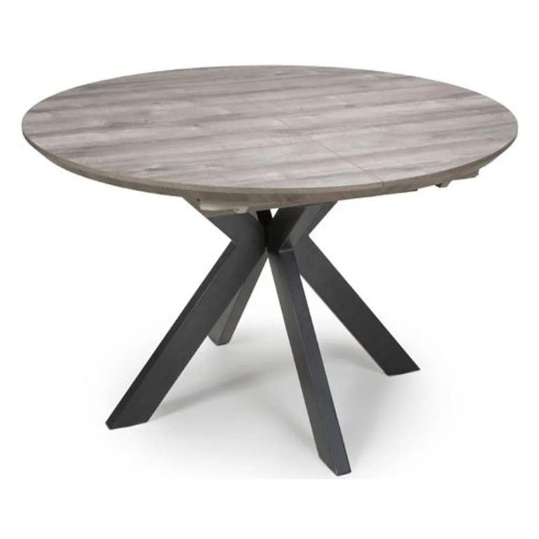 Manhattan Extending Dining Table - Grey - 4-6 Seater - 120cm-160cm - Oval - Black Spider Legs Base