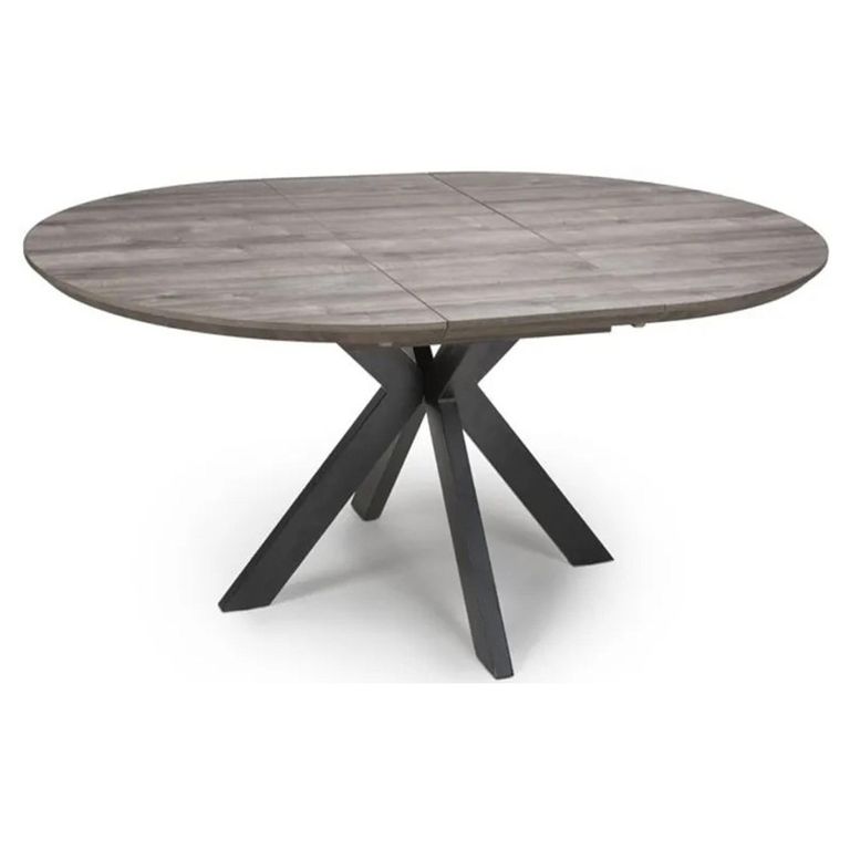 Manhattan Extending Dining Table - Grey - 4-6 Seater - 120cm-160cm - Oval - Black Spider Legs Base