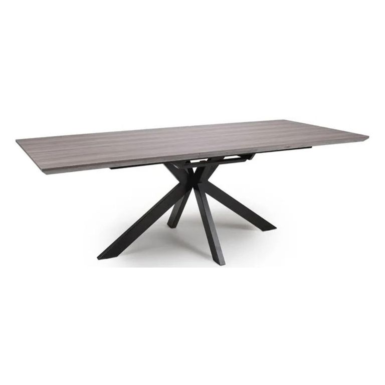 Manhattan Extending Dining Table - Grey - 6-8 Seater - 180cm-220cm - Black Spider Legs Base