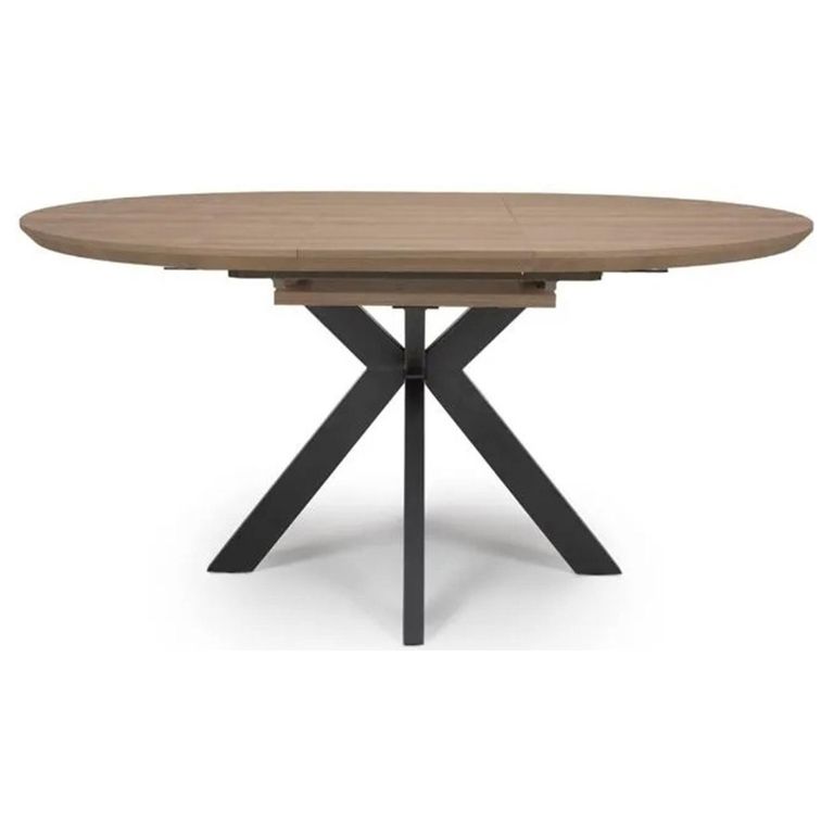 Manhattan Extending Dining Table - Walnut - 4-6 Seater - 120cm-160cm - Oval - Black Spider Legs Base