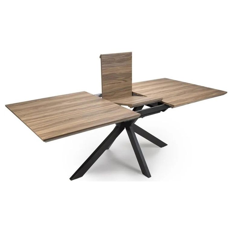 Manhattan Extending Dining Table - Walnut - 6-8 Seater - 180cm-220cm - Black Spider Legs Base