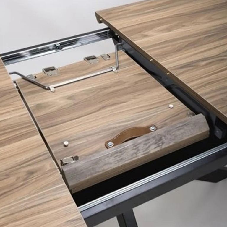 Manhattan Extending Dining Table - Walnut - 6-8 Seater - 180cm-220cm - Black Spider Legs Base