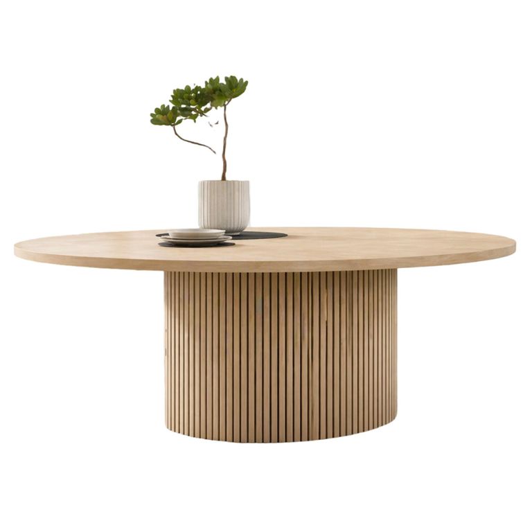 Timo Dining Table - Oval - with Slatted Base - Lacquered Ash - Variation Available