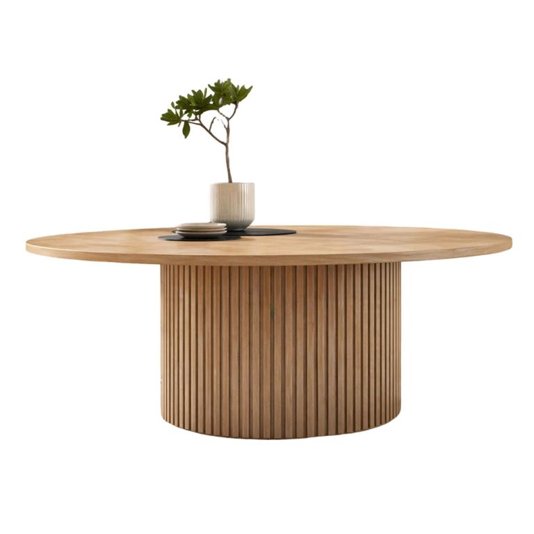 Timo Dining Table - Oval - with Slatted Base - Lacquered Oak - Variation Available