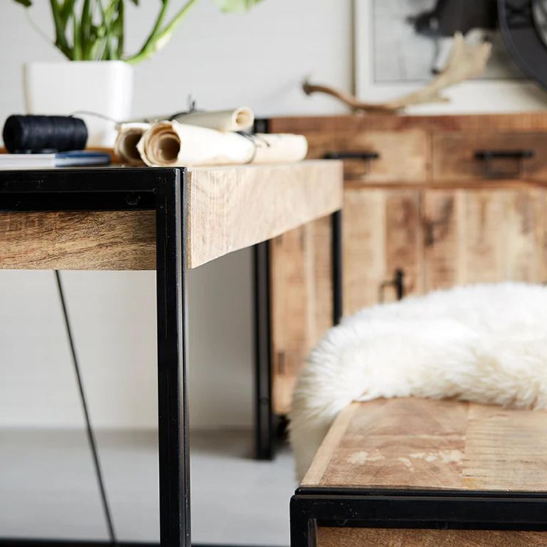 Cosmo Dining Table - 6 Seater - 150cm - Industrial Style - Wooden and Metal