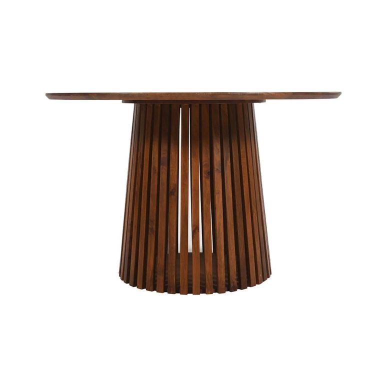 Slatted Dining Table - 4 Seater - 120cm - Round - Slatted - Mango Wood