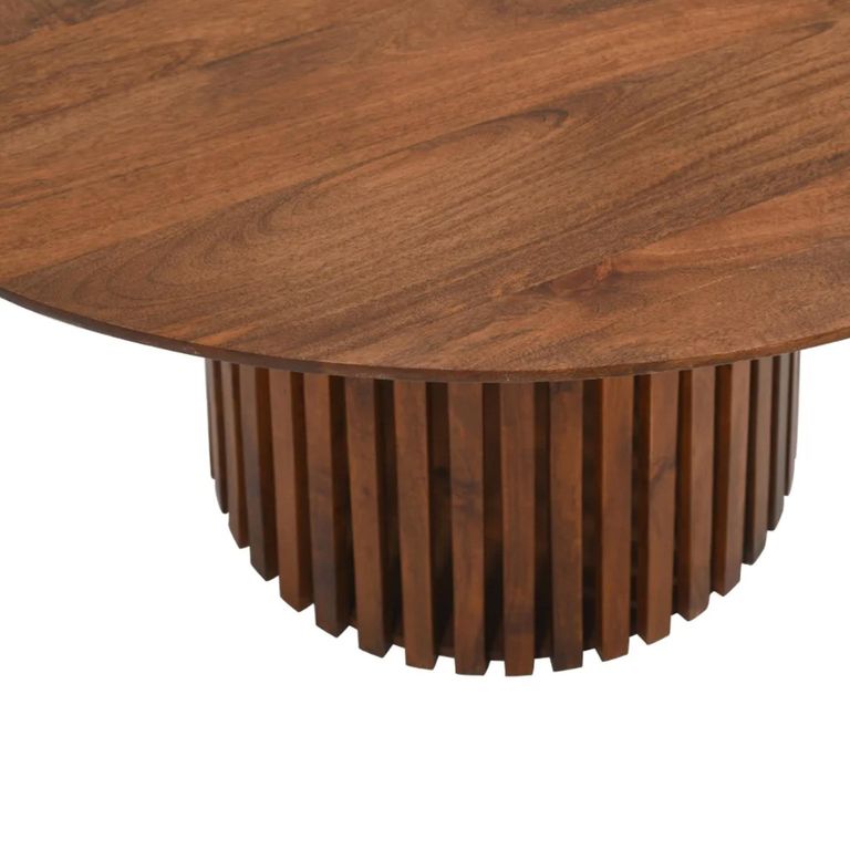 Slatted Dining Table - 4 Seater - 120cm - Round - Slatted - Mango Wood
