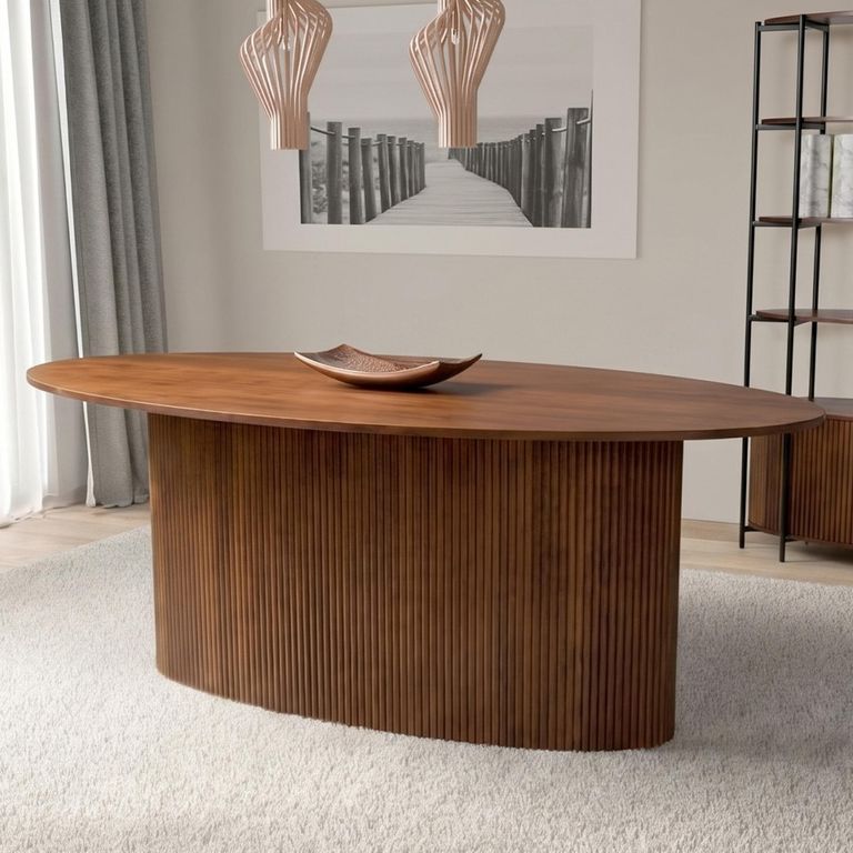 Panama Acacia Wood Dining Table - Oval - 8 Seater - 200cm