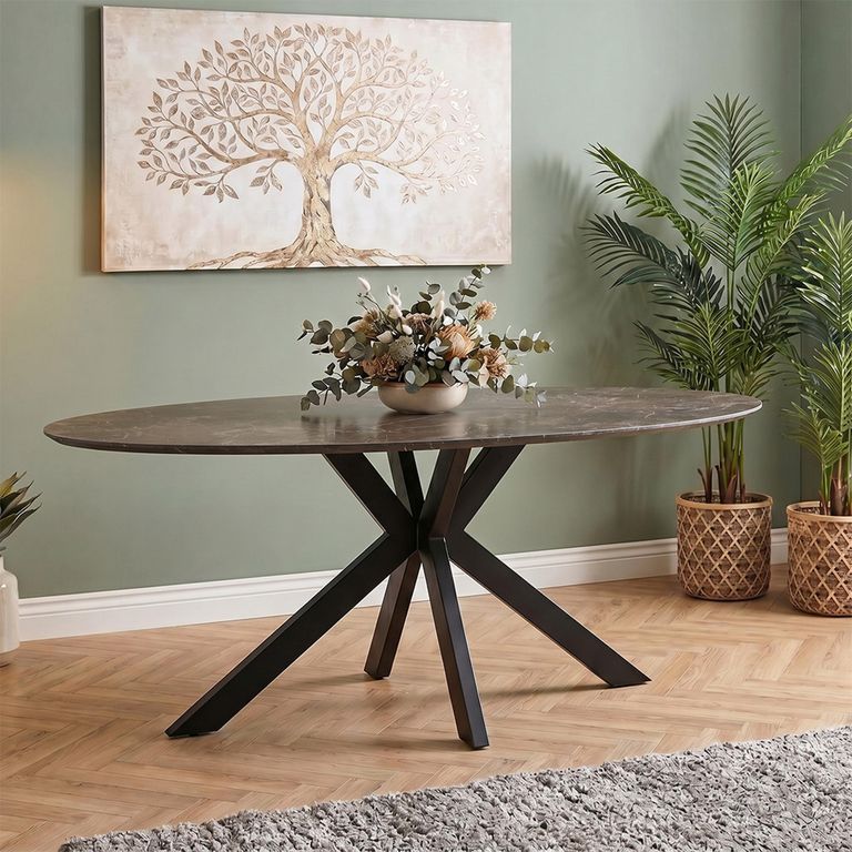 Galaxy Dining Table - Brown Ceramic - 6 Seater - 180cm - Oval
