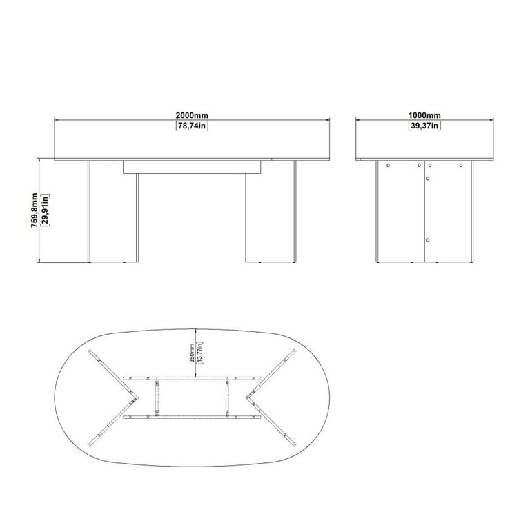 Family Dining Table - 8 Seater - 200cm - Oval - Cashmere