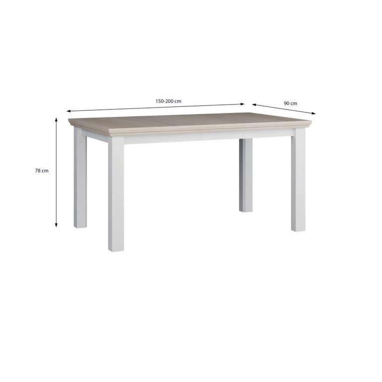 Pontypool Dining Table - 6-8 Seater - 150cm-200cm - Extending - White and Riva Oak