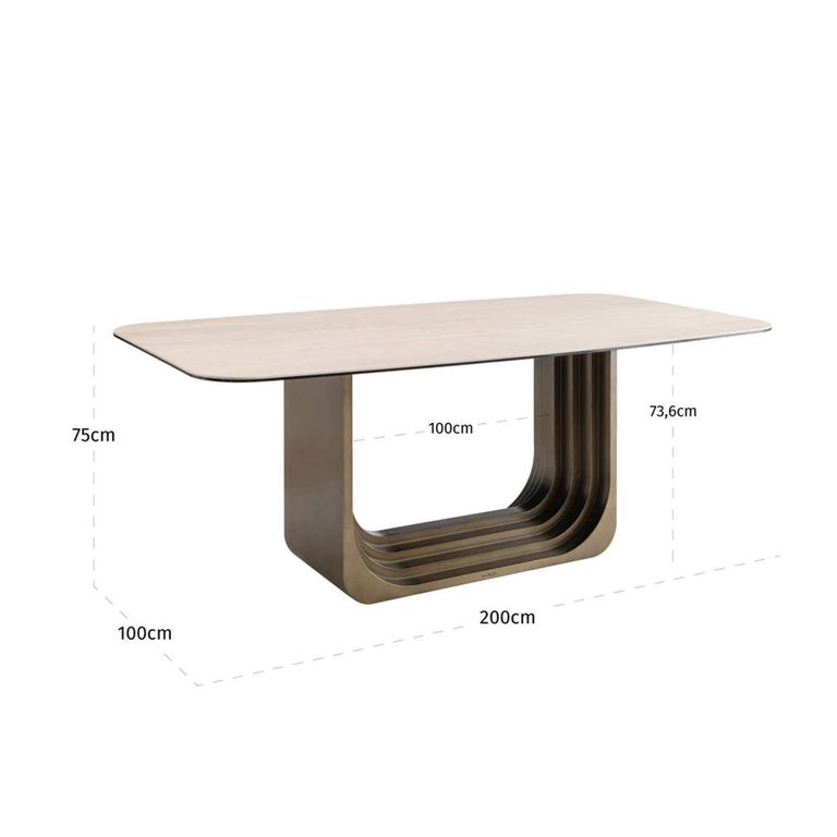 Maxfield Dining Table - 200cm - 8 Seater - Beige - Ceramic