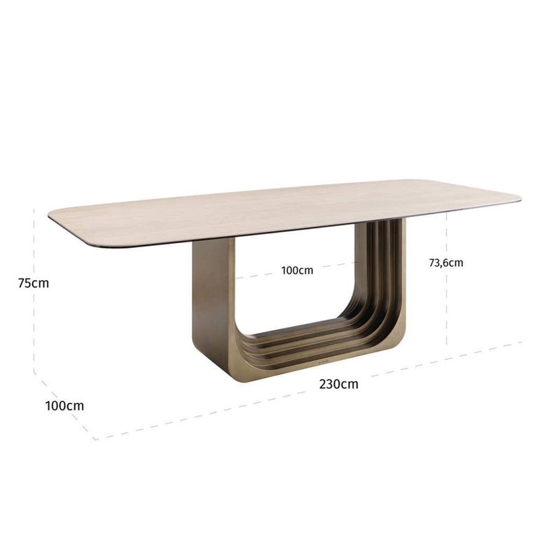 Maxfield Dining Table - 230cm - 10 Seater - Beige - Ceramic