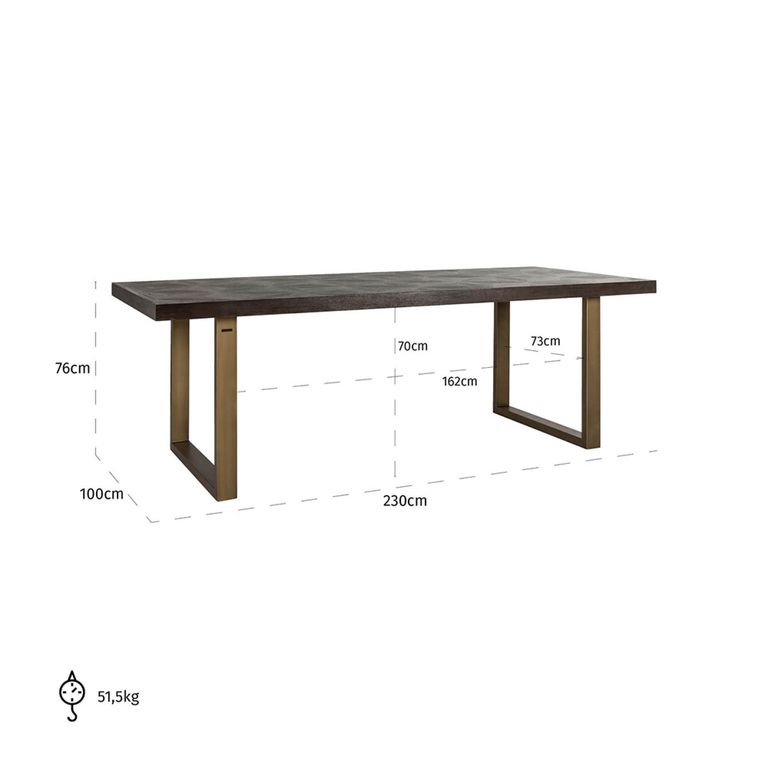 Luxor Brushed Brass Ribbed 8 Seater Dining Table