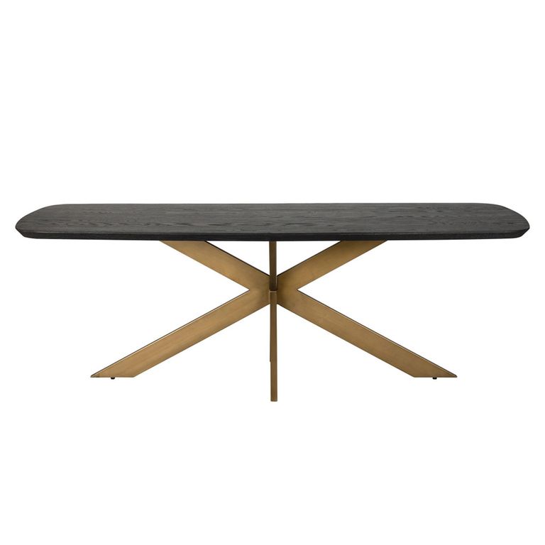 Cambon Dark Oak and Brass 12 Seater Dining Table with Spider Legs