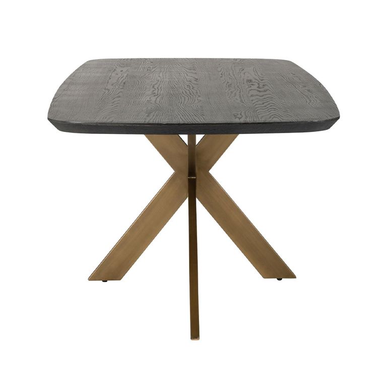 Cambon Dark Oak and Brass 12 Seater Dining Table with Spider Legs