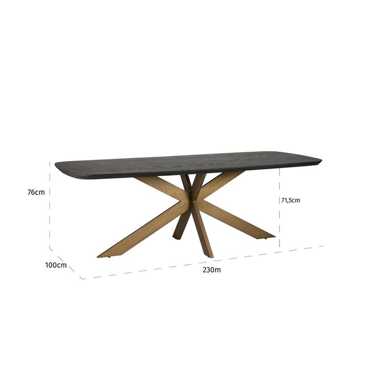 Cambon Dark Oak and Brass 8 Seater Dining Table with Spider Legs