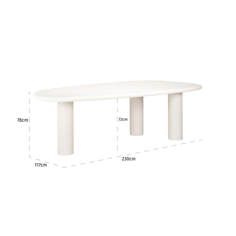 Bloomstone White Lime Plaster 8 Seater Pedestal Dining Table
