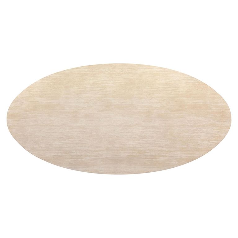 Fictus Travertine Beige 10 Seater Oval Pedestal Dining Table