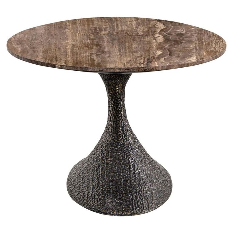 Russo Dining Table - 235cm - 10 Seater - Ellipse - Ash Brown - Travertine Top and Aluminium