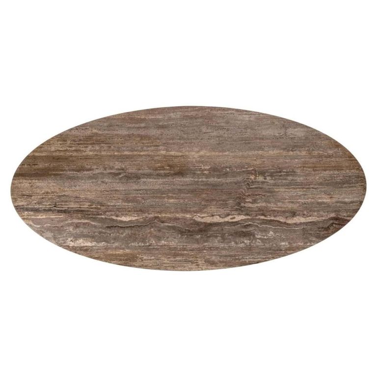 Russo Dining Table - 235cm - 10 Seater - Ellipse - Ash Brown - Travertine Top and Aluminium