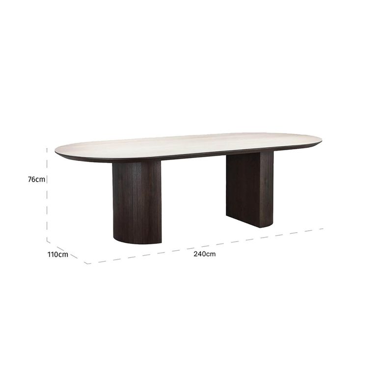 Ritz Beige Ceramic Top 10 Seater Pedestal Dining Table