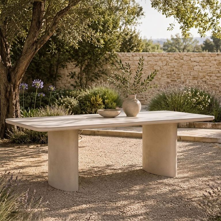 Senza Outdoor Dining Table - 220cm - 10 Seater - Light Beige - Aluminium