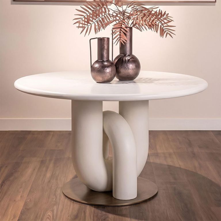 Winslow Dining Table - 135cm - 6 Seater - Round - White - Metal