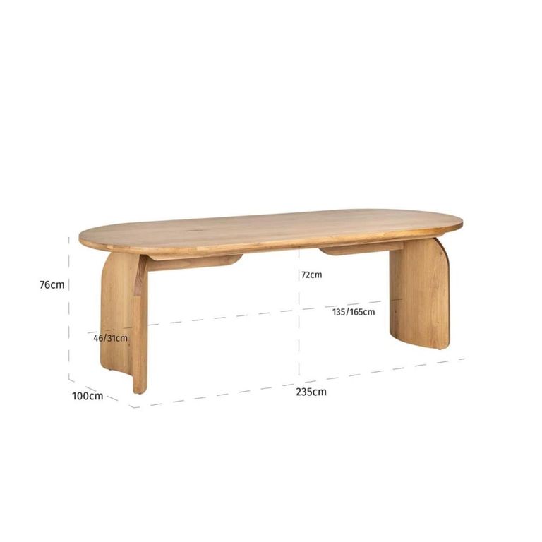 Fairmont Dining Table - 235cm - 10 Seater - Oval - Natural - Oak