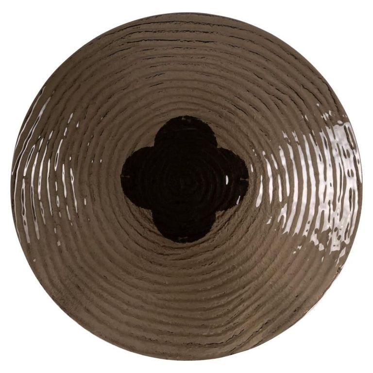 Glastonburry Dining Table - 135cm - 6 Seater - Round - Pedestal - Antique Gold - Glass and Metal