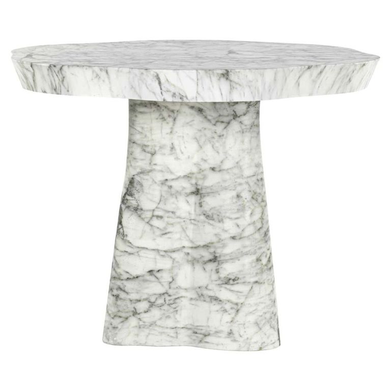 Rockyard Outdoor Dining Table - 100cm - 4 Seater - Abstract - Pedestal - White - Concrete