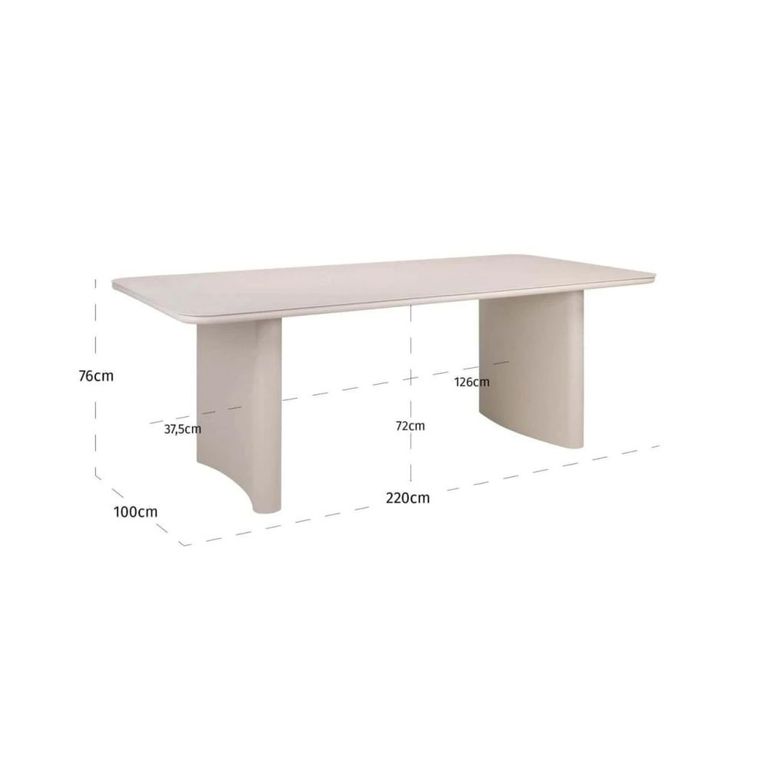 Senza Outdoor Dining Table - 220cm - 10 Seater - Light Beige - Aluminium