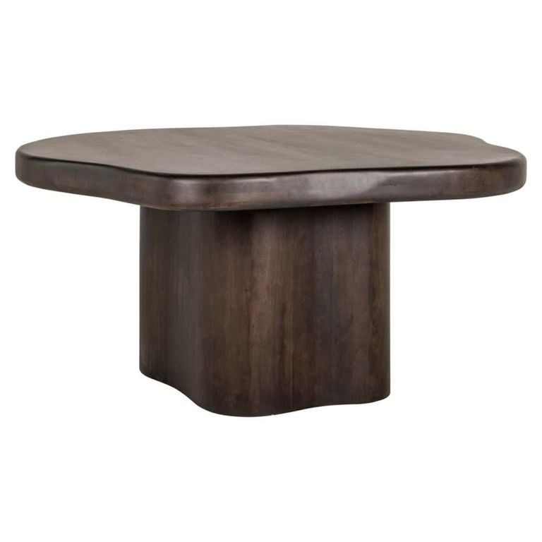 Sherman Dining Table - 150cm - 6 Seater - Abstract - Pedestal - Dark Brown - Acacia Wood