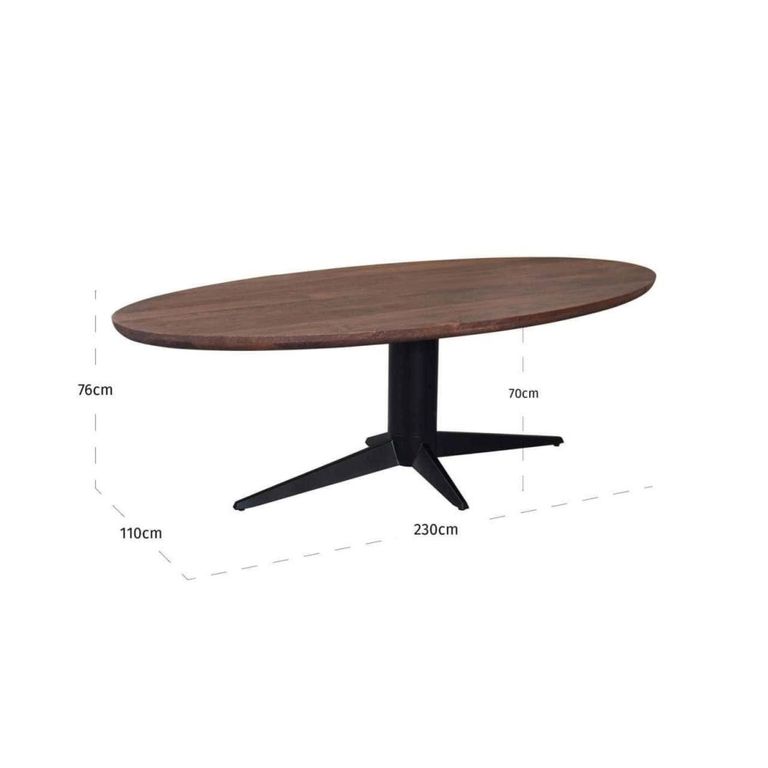 Stafford Dining Table - 230cm - 10 Seater - Oval - Spicebrown and Black - Mango Wood and Metal
