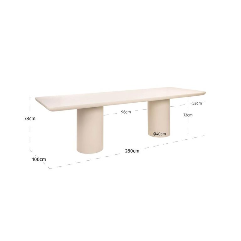 Urban Bloom Outdoor Dining Table - 280cm - 12 Seater - Double Pedestal - Sandstone - Concrete