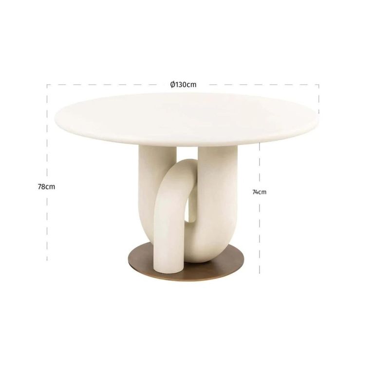 Winslow Dining Table - 135cm - 6 Seater - Round - White - Metal