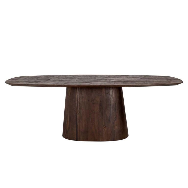 Alix Danish Dark Wood 8 Seater Oval Pedestal Dining Table