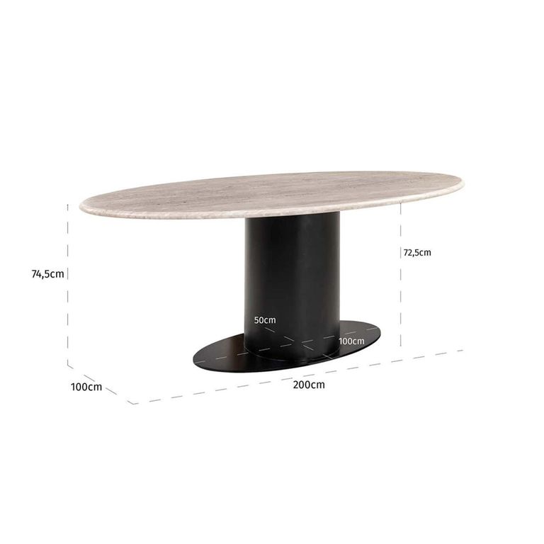 Brodman Grey Marble 8 Seater Oval Pedestal Dining Table