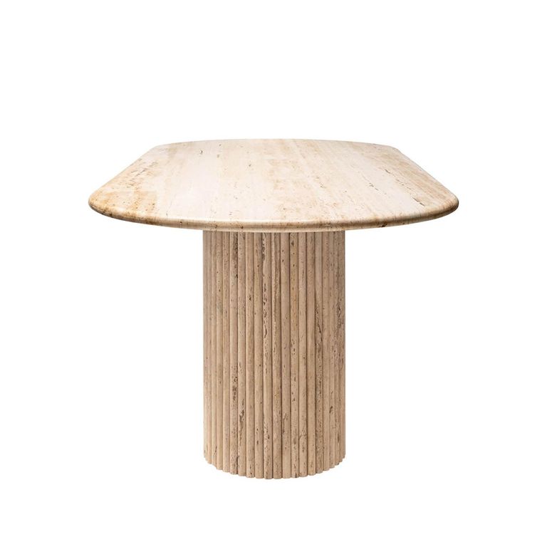 La Cantera Travertine Beige 10 Seater Oval Pedestal Dining Table
