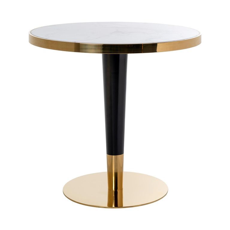 Osteria White Marble Effect 2 Seater Round Dining Table with Gold Trim